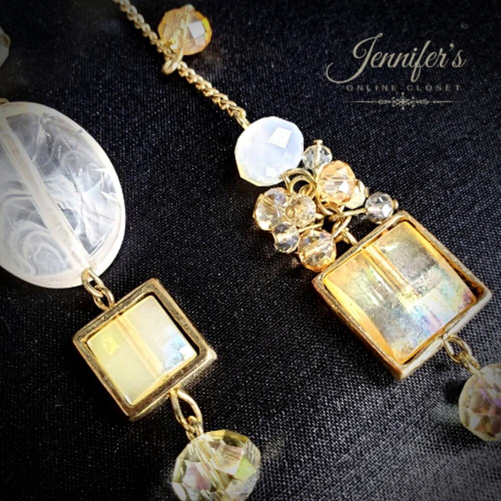 3/$25 Mixed Glass Beaded and Gold Tone Chain Necklace - Picture 8 of 10